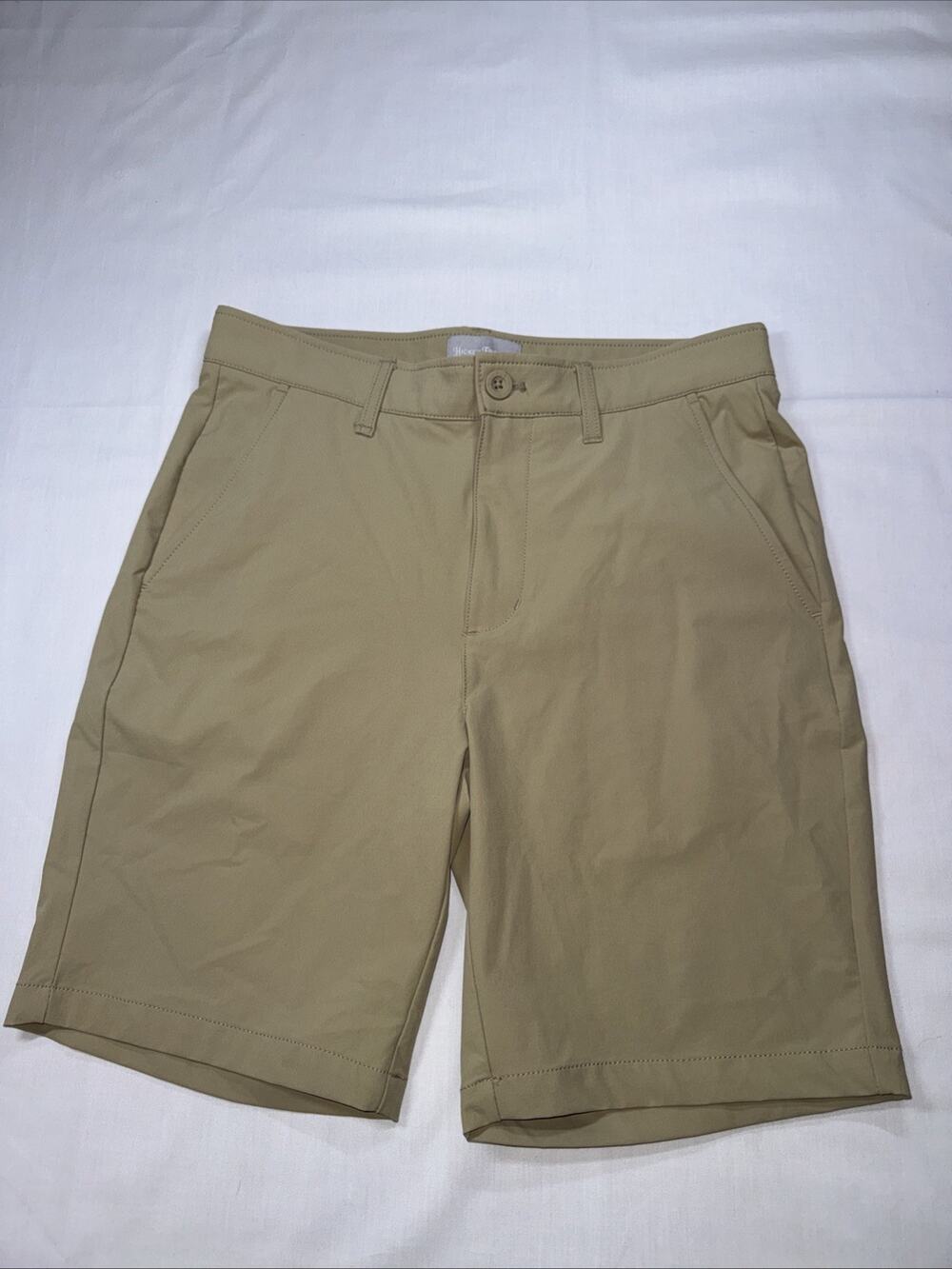 Hickey Freeman Khaki Canvas Flat Front Chino Shorts Size 30 Golf Performance